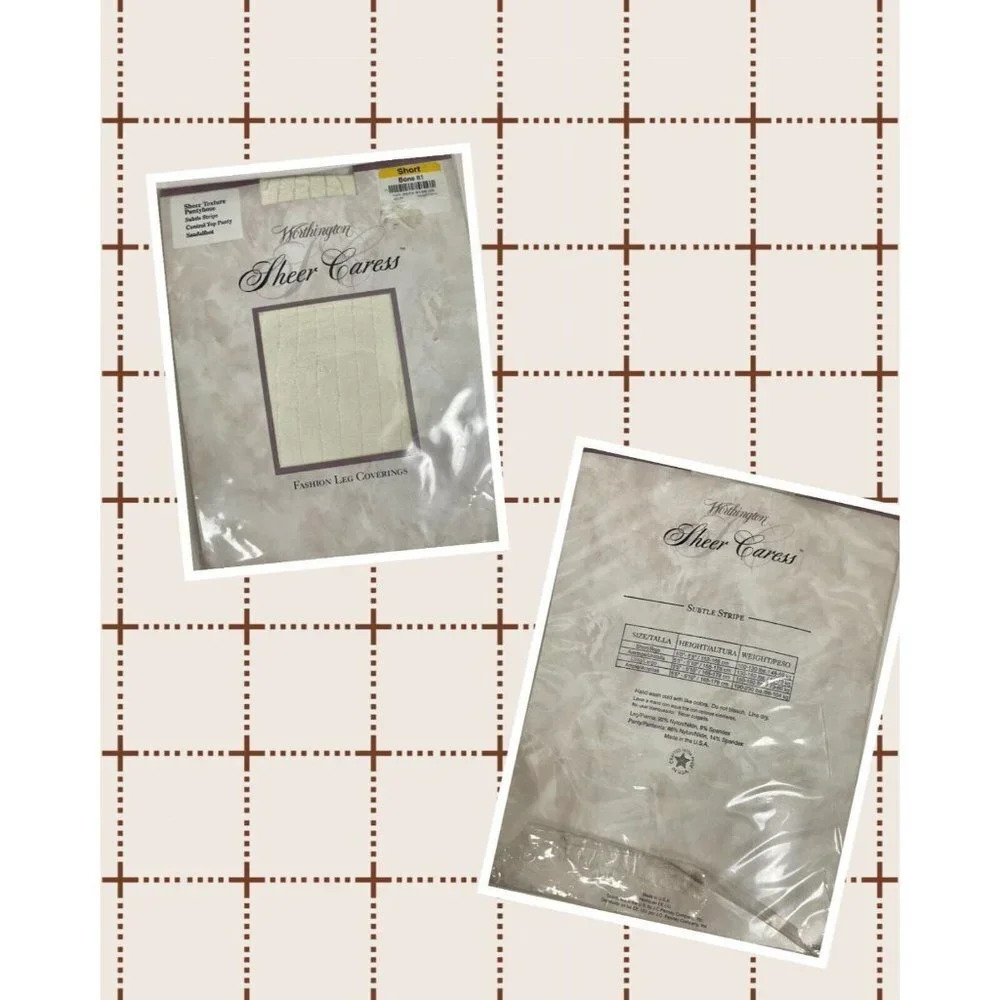Worthington Sheer Caress Short Bone Textured Subtle Stripe Control Top Pantyhose